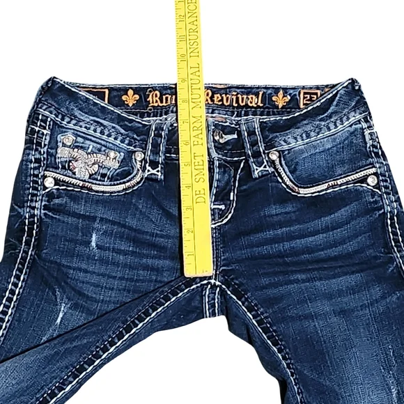 ROCK REVIVAL Betty Jeans Womens Size 23 Bootcut Y2K Bling Distressed Rhinestones - Picture 9 of 15